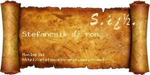 Stefancsik Áron névjegykártya