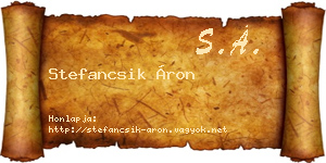 Stefancsik Áron névjegykártya